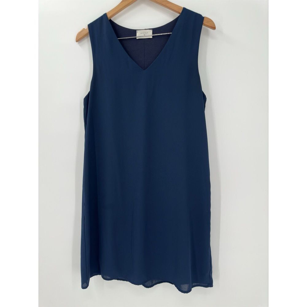 EVERLY V Neck Sleeveless Midi Shift Dress In Teal Women's Size‎ Medium DR5328